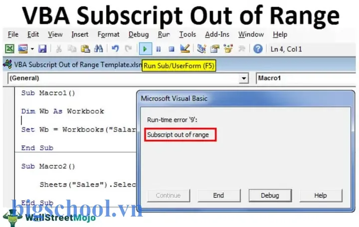 Excel “subscript Out Of Range”: Nguyên Nhân, Cách Khắc Phục Và Phòng Tránh Lỗi Này Trong Vba 3 Excel Subscript Out Of Range
