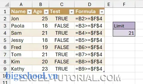 Excel True False 0 1
