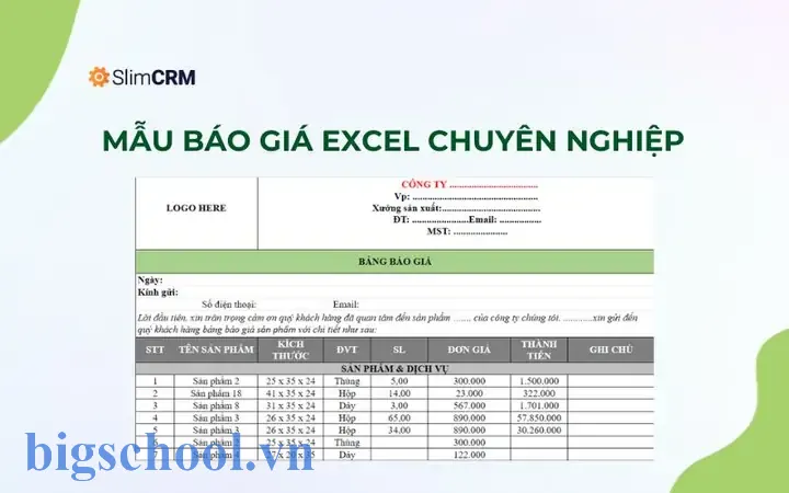 File Báo Giá Excel Đẹp: Hướng Dẫn Tạo, Thiết Kế Và Ứng Dụng Hiệu Quả 5 File Báo Giá Excel Đẹp
