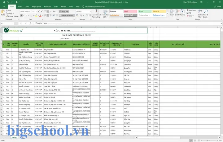 File Excel Danh Sách Nhân Viên: Hướng Dẫn Toàn Diện Từ Cơ Bản Đến Nâng Cao 9 File Excel Danh Sach Nhan Vien