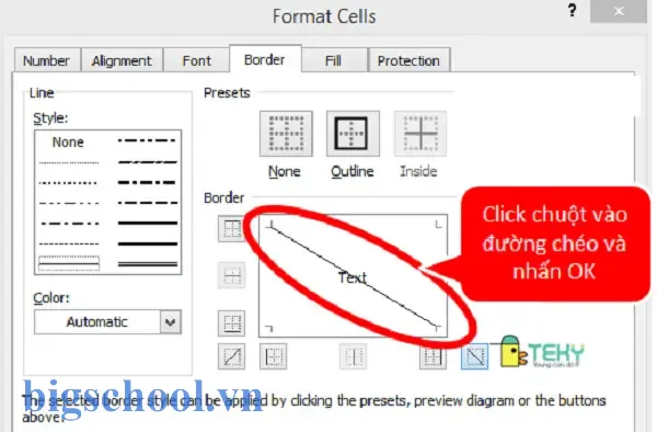 Gạch Chéo Ô Trong Excel