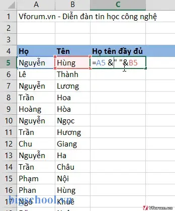 Ghép Các Cột Trong Excel