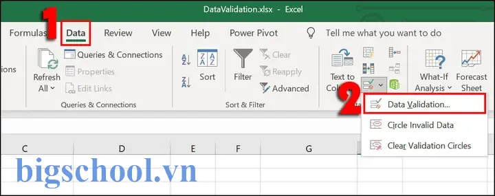 Hàm Data Validation Trong Excel