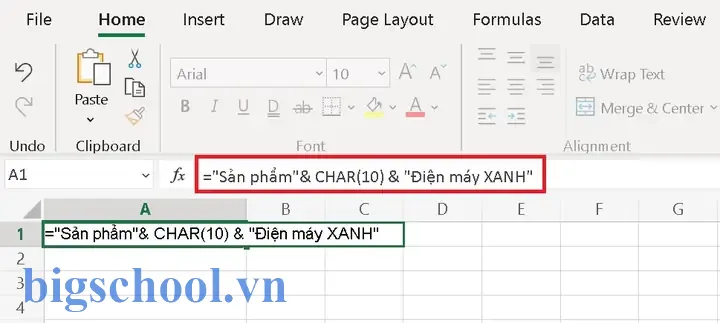 Hàm Ngắt Dòng Trong Excel