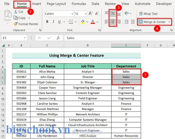 Hợp Nhất Ô Trong Excel