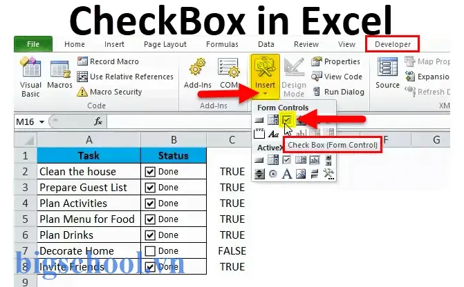 Insert Tick Box In Excel