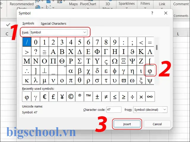 Ký Hiệu Phi Trong Excel