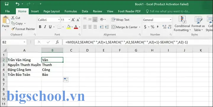 Lệnh Cắt Chuỗi Trong Excel