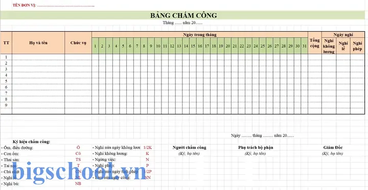 Mẫu Bảng Chấm Công Excel: Hướng Dẫn Chi Tiết Từ Cơ Bản Đến Nâng Cao 7 Mẫu Bảng Chấm Công Excel