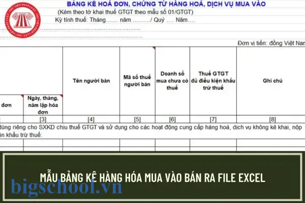 Mẫu Bảng Kê Mua Hàng Excel