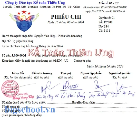 Mẫu Phiếu Chi Trên Excel
