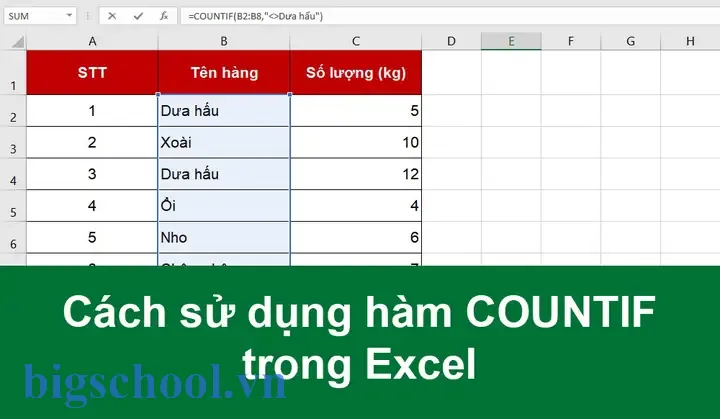 Sử Dụng Hàm Countif Trong Excel