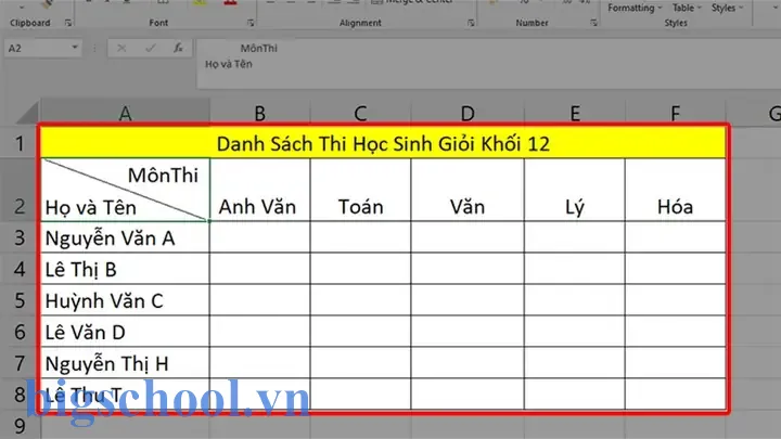 Tạo Đường Gạch Chéo Trong Ô Excel