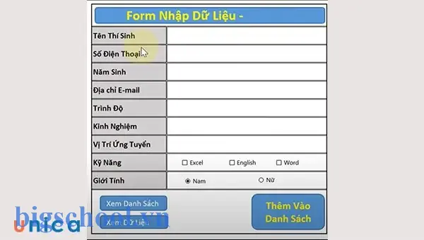 Tạo Form Nhập Liệu Trong Excel