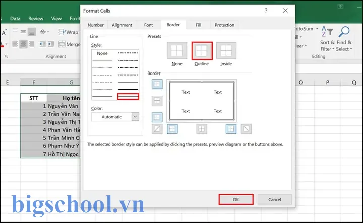 Tạo Khung Bìa Trong Excel