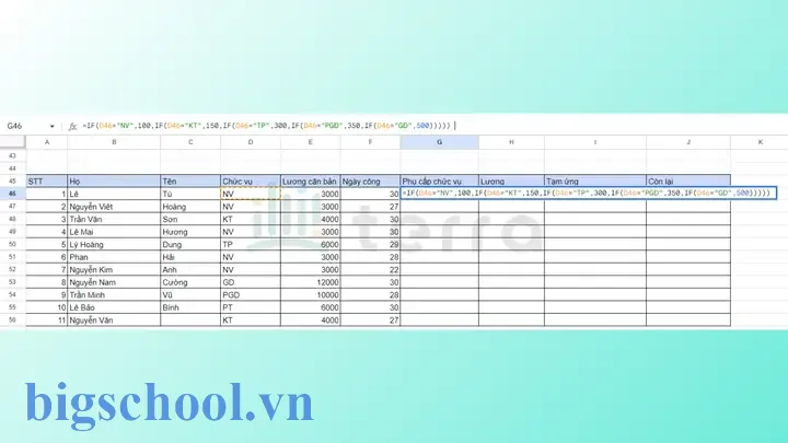 Tính Phụ Cấp Trong Excel
