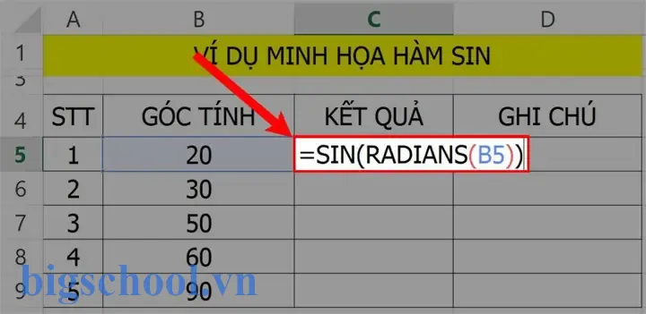 Tính Sin Cos Trong Excel