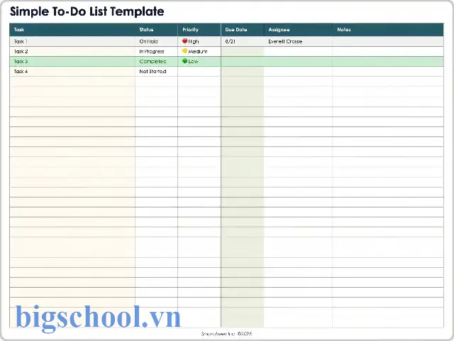 Mẫu To‑do List Excel: Hướng Dẫn Tạo, Sử Dụng Và Tối Ưu Hoá Công Việc Hàng Ngày 1 To Do List Template Excel