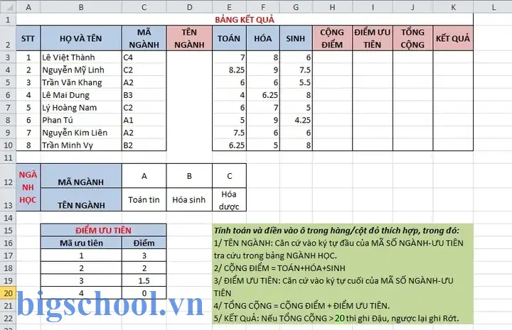 Bài Tập Excel Hàm Vlookup Kết Hợp Hàm If