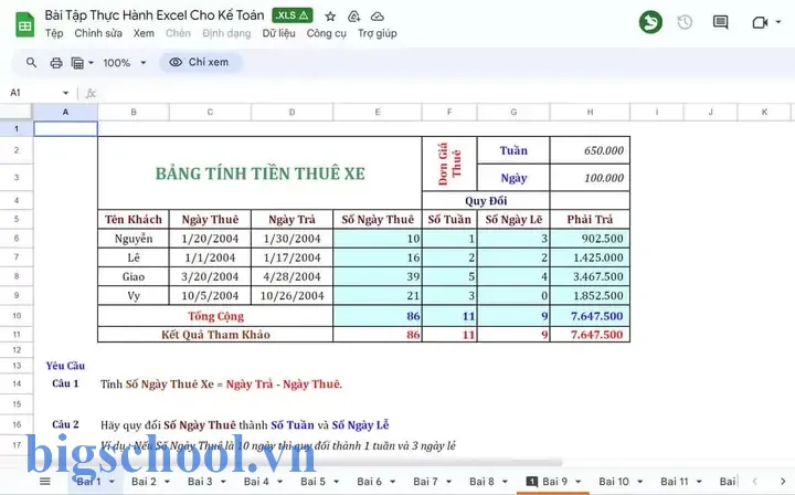 Bài Tập Thực Hành Excel Cho Kế Toán: Nâng Cao Kỹ Năng Phân Tích Tài Chính Và Quản Lý Dữ Liệu 11 Bài Tập Thực Hành Excel Cho Kế Toán