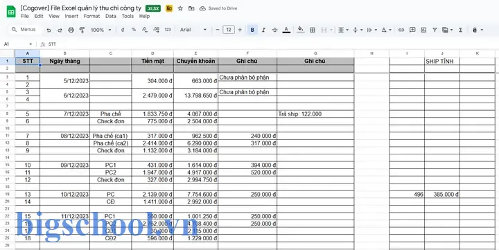 Bảng Excel Thu Chi Nội Bộ Công Ty: Tối Ưu Hóa Quản Lý Tài Chính Cho Doanh Nghiệp 7 Bảng Excel Thu Chi Nội Bộ Công Ty