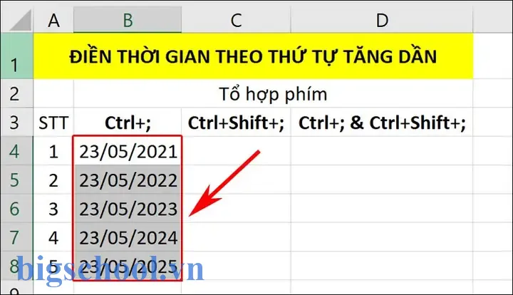 Cách Điền Ngày Tháng Năm Tự Động Trong Excel 1 Cách Điền Ngày Tháng Năm Tự Động Trong Excel