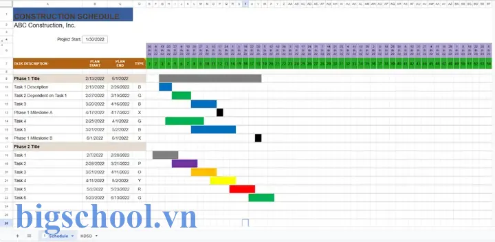 Cách Lập Bảng Tiến Độ Thi Công Trong Excel 3 Cách Lập Bảng Tiến Độ Thi Công Trong Excel