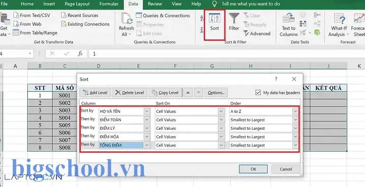 Cách Sắp Xếp Giá Trị Tăng Dần Trong Excel Cách Sắp Xếp Giá Trị Tăng Dần Trong Excel