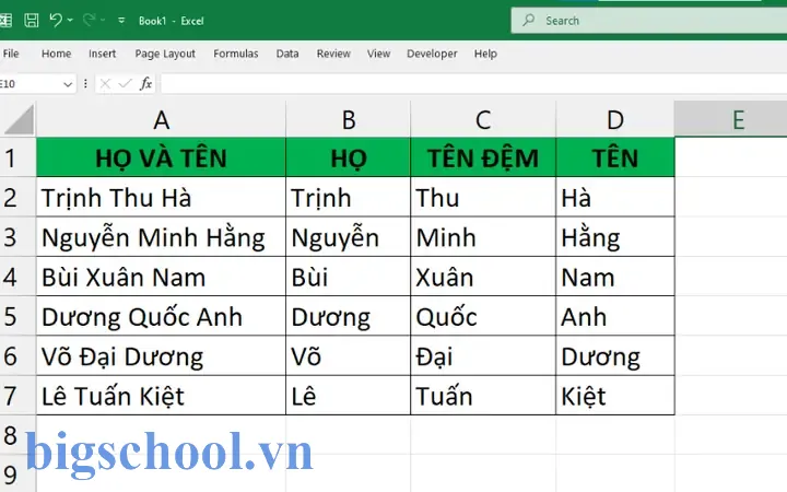 Cách Tách Cột Họ Và Tên Trong Excel 2007
