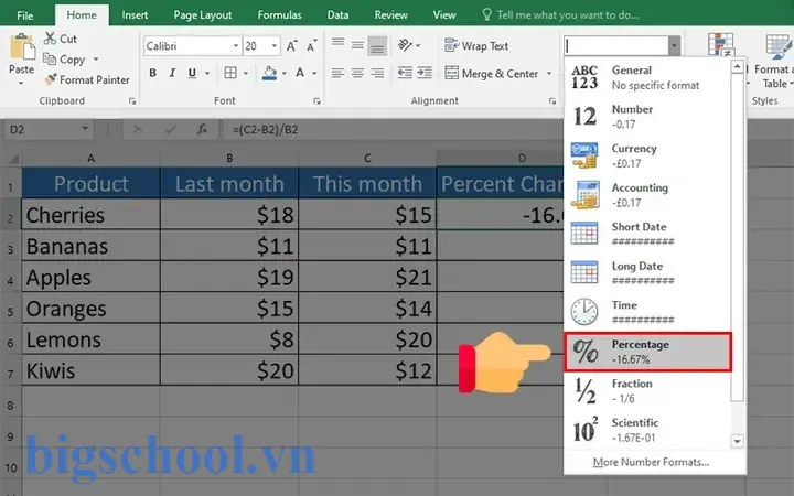 Cách Tính Tỷ Lệ Phần Trăm Tăng Giảm Trong Excel