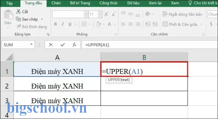 Chuyển Chữ Thường Thành Chữ Hoa Trong Excel 2007