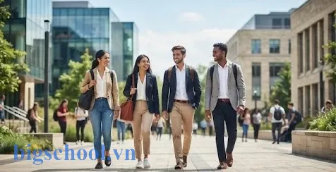 Thông tin tuyển sinh Đại học Tài chính Quản trị kinh doanh 1 Sinh viên trường Đại học Tài chính Quản trị kinh doanh trong khuôn viên học tập hiện đại