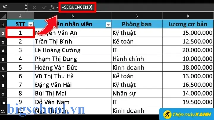Đánh Số Thứ Tự Tự Đông Trong Excel 2010