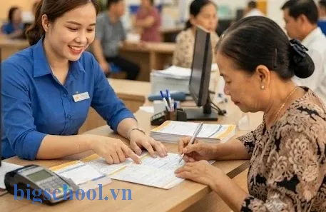 Người dân thực hiện thủ tục hành chính tại quầy giao dịch bưu điện Đồng Nai chuyên nghiệp