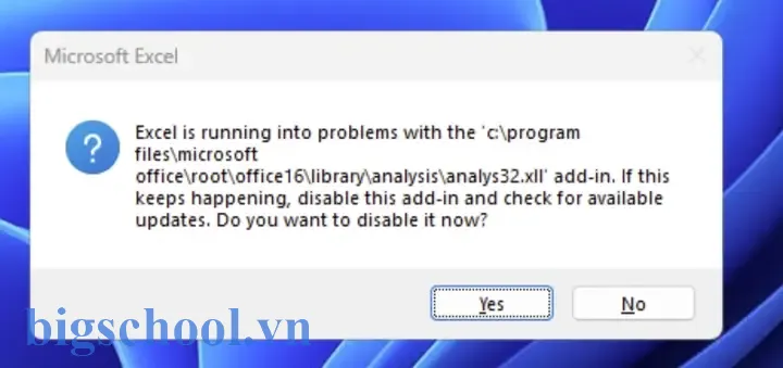 Excel Is Running Into Problems With The Add In