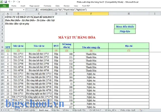 Excel Quản Lý Toàn Diện Kho Hàng Hóa