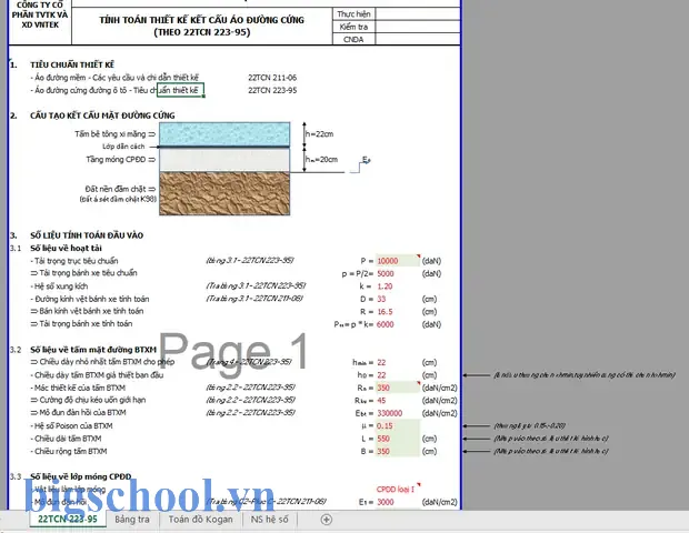Tài Liệu Chi Tiết: File Excel Tính Toán Kết Cấu Áo Đường Mềm 13 File Excel Tính Toán Kết Cấu Áo Đường Mềm