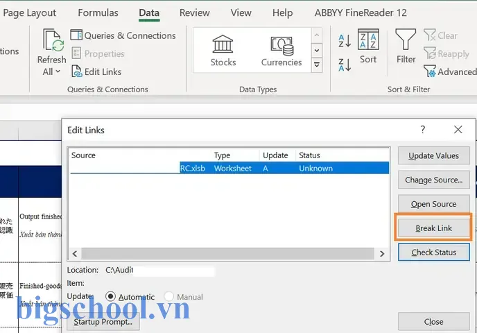 Gỡ Bỏ Những Liên Kết Không Tồn Tại Trong Excel