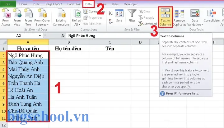 Hướng Dẫn Tách Tên Họ Và Tên Đệm Trong Excel Hướng Dẫn Tách Tên Họ Và Tên Đệm Trong Excel