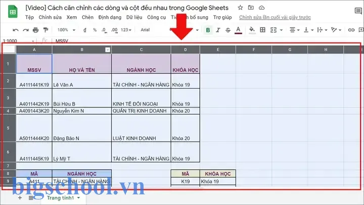 Làm Cho Các Ô Trong Excel Đều Nhau