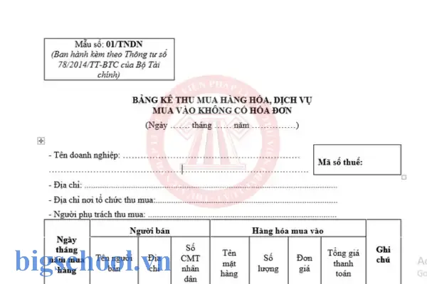 Mẫu Bảng Kê Mua Hàng Không Có Hoá Đơn Excel Mẫu Bảng Kê Mua Hàng Không Có Hoá Đơn Excel