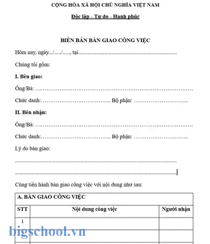 Mẫu Biên Bản Bàn Giao Công Việc File Excel: Cách Trình Bày, Công Thức Và Lưu Trữ Hiệu Quả 9 Mẫu Biên Bản Bàn Giao Công Việc File Excel
