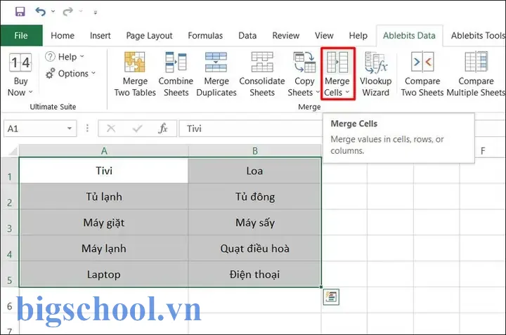 Merge Cell Trong Excel Không Mất Dữ Liệu Merge Cell Trong Excel Không Mất Dữ Liệu