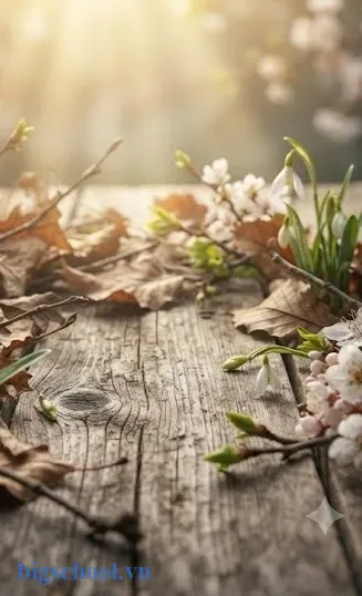 Hình ảnh tượng trưng về sự giao thoa mùa đông và mùa xuân đầy cảm xúc tinh tế.