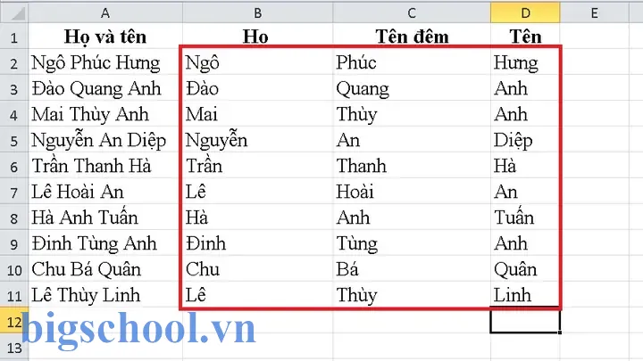 Tách Cột Họ Và Tên Trong Excel 2026 1 Tách Cột Họ Và Tên Trong Excel 2010