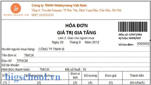 Tải Mẫu Hóa Đơn Giá Trị Gia Tăng Excel