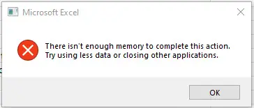 There Isn T Enough Memory To Complete This Action Excel