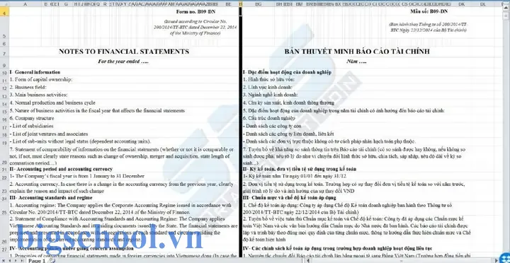 Thuyết Minh Bctc Theo Thông Tư 200 File Excel