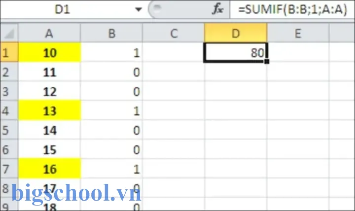 Tính Tổng Các Ô Xen Kẽ Trong Excel