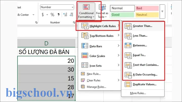 Tô Màu Các Ô Theo Điều Kiện Trong Excel